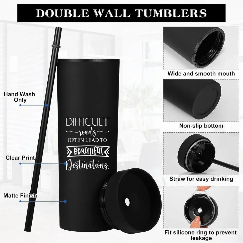 10 Pcs Employee Appreciation, Thank You Skinny Tumblers/ 16oz. Matte w/ Lid
